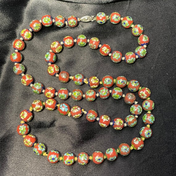 Cloisonne' Bead Necklace Mid 20th C. Gem