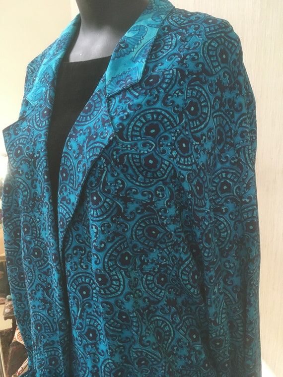 Carole Little Long Turquoise Jacket - 1990's - image 3