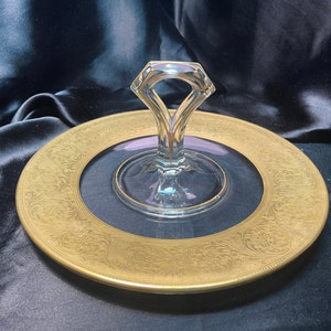 Gilt Rim Sandwich/Cookie Plate with Handle - 2nd Q. 20th C.