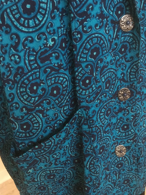 Carole Little Long Turquoise Jacket - 1990's - image 4