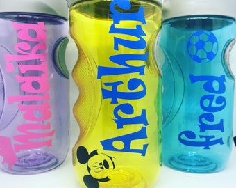 PERSONALISED WATER BOTTLE NAME VINYL BACK TO SCHOOL MINNIE MOUSE STICKER ONLY
