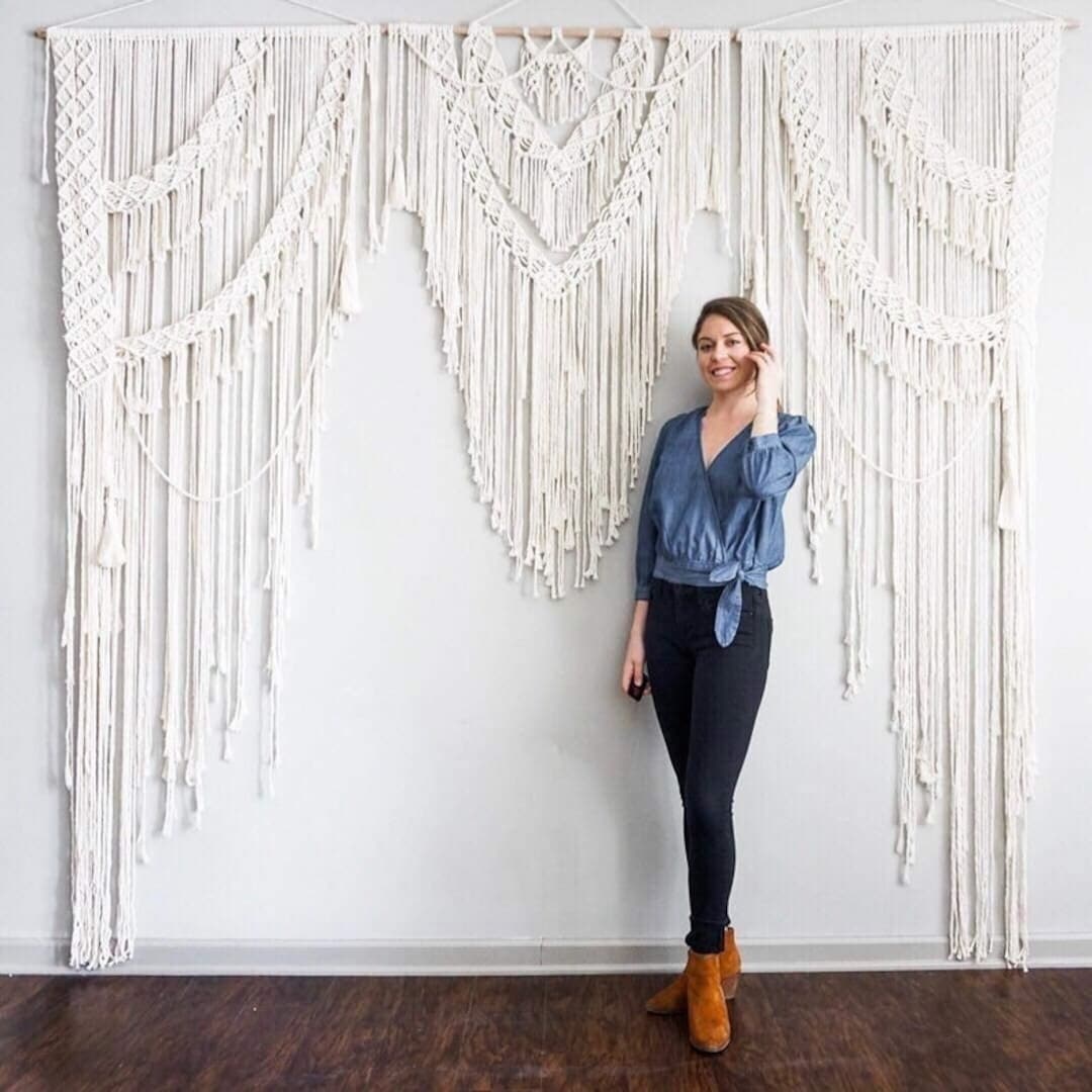 Handmade Macramé Wedding Backdrop, Arch Arbor, Macramé Wall Hanging