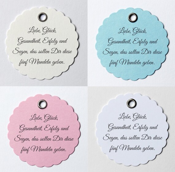 Kartchen Mandelspruch Kurz O 5cm Fur Gastgeschenke Etsy