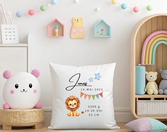 Baby pillow, children's pillow, personalized pillow, boys, birth pillow, lions, pillow with name, birth, birth gift, baby pillow