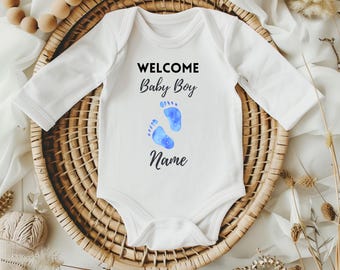 Baby bodysuit "Welcome Baby Boy", bodysuit, baby, personalized baby bodysuit, gift for newborn, baby gift, Christmas