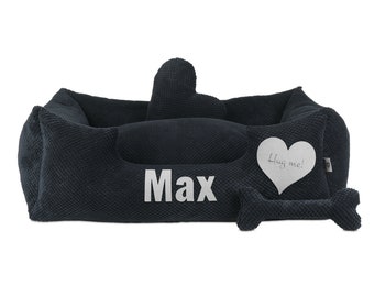 Lit pour chien noir, accessoire de luxe pour animal de compagnie, literie de haute qualité, antiallergique, meubles lavables pour animaux de compagnie, lit pour chien personnalisé, taille S-XL