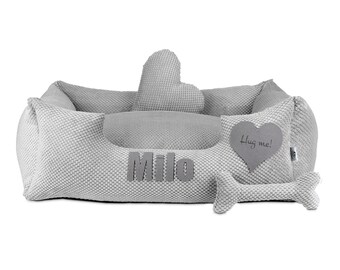 Cama para perros personalizada, ropa de cama gris claro, antialérgico, muebles para mascotas lavables, accesorio de lujo para mascotas, talla S-XL