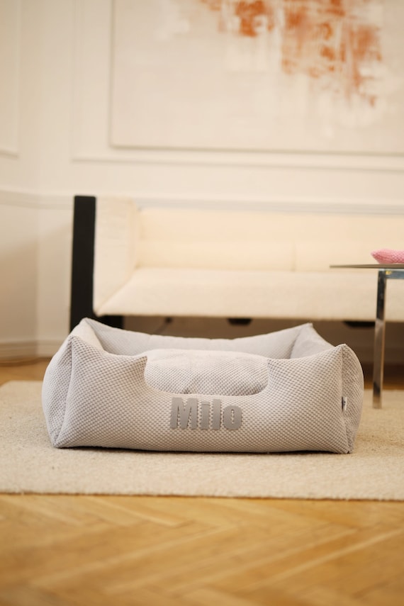 Personalized Orthopedic Dog Bed – Light Gray Pet Sofa, Washable