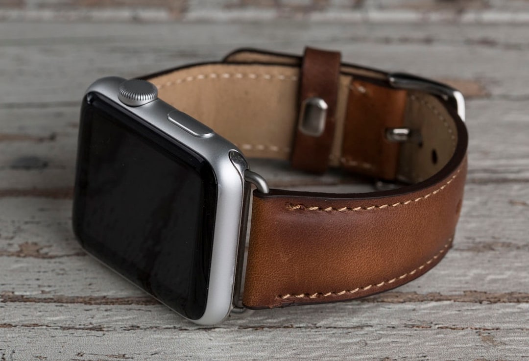 Barénia - Tan Leather Apple Watch Band | Pin & Buckle 42mm to 45mm / Black