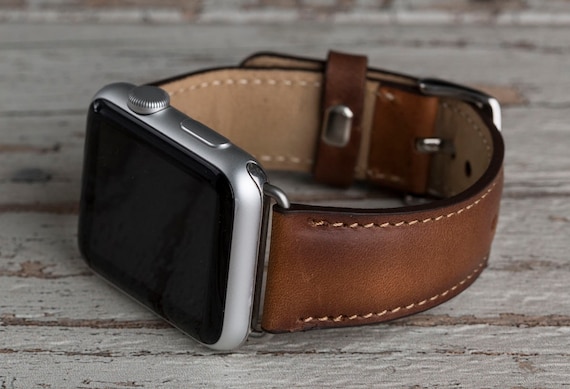 Genuine Brown Leather Apple Watch band 42mm 38mm 40mm | Etsy
