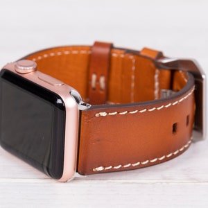 Burnished Tan Full Grain Leather Apple Watch Band (ERA) for series 1-10, SE & Ultra