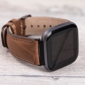 Brown Leather Fitbit Watch band, Fitbit Versa 1-4-Lite-Sense/Sense 2