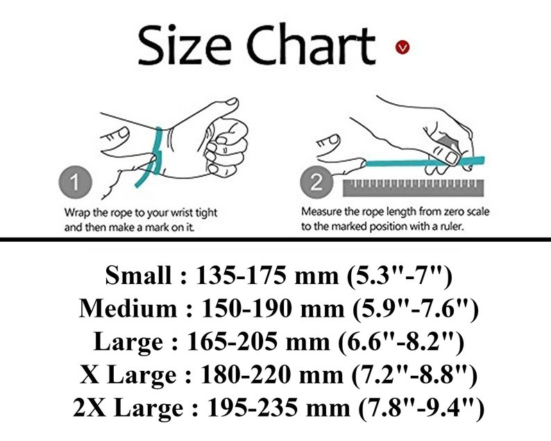 Size chart for Apple Watch Bands