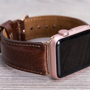 Donkerbruin leren Apple Watch-band, 49 mm, 45 mm, 44 mm, 42 mm, 46 mm voor series 1-10, SE en Ultra, vaderdagcadeau
