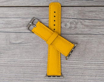 Leather Apple Watch Band, Yellow