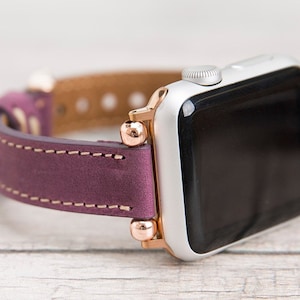 Purple Leather Slim Apple Watch band, 42mm, 42mm, 46mm, 44mm, Free Shipping