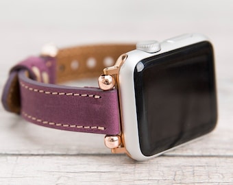 Purple Leather Apple Watch Band: Full Grain Womens Strap