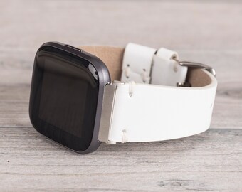 Correa Fitbit de cuero blanco: Versa 1-4-Lite-Sense/Sense 2
