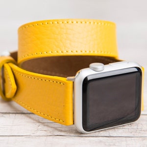 Yellow Leather Apple Watch Wrap for Series 1-10 - SE & Ultra-Ultra 2
