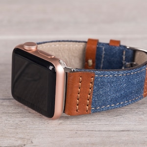 Sport Band-Blue Denim, Leather Apple Watch Band for series 1-10 & SE
