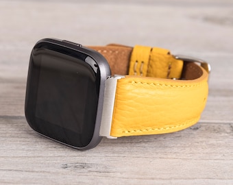 Żółty skórzany pasek Fitbit: Versa 1-4-Lite-Sense/Sense 2
