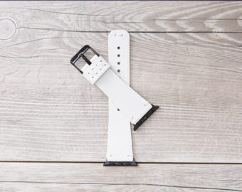 Leather Apple Watch Band, White