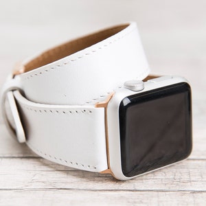White Leather Apple Watch Wrap for Series 1-10 - SE & Ultra-Ultra 2