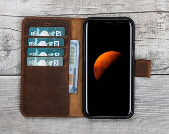 Leather iPhone X/XS Case Wallet, Antic Brown, FREE SHIPPING