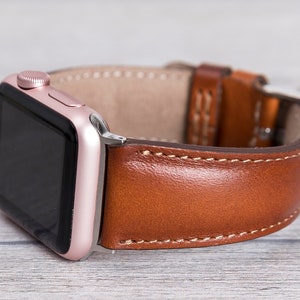 Burnished Tan Color Leather Watch band for Apple Watch 1-10, SE & Ultra, 49mm, 45mm, 44mm, 42mm, 46mm, Personalized Gift