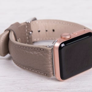 Mink Color Leather Apple Watch band, 49mm, 45mm, 44mm, 42mm, 46mm for series 1-10, SE & Ultra, Free Shipping