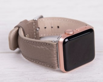 Mink Color Leather Apple Watch band for series 1-11, SE 1-3 & Ultra 1-3