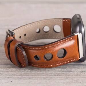 Fitbit klockarmband i brunt Holo-läder, Fitbit Versa 1-2-3-4-Lite-Sense-Sense 2 bild 5