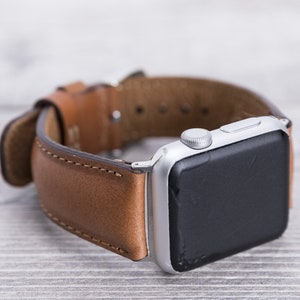 Rustic Tan Leather Apple Watch band, 45mm, 49mm, 44mm, 42mm, 46mm for series 1-10, SE & Ultra, Personalization
