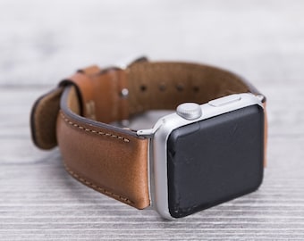 Rustic Tan Leather Apple Watch band for series 1-11, SE & Ultra 1-3