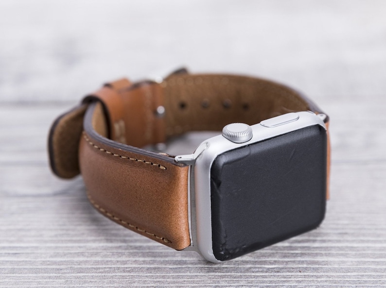 Rustikales Lederarmband für Apple Watch, 45mm, 49mm, 44mm, 41mm, 40mm für Serie 1-9, SE & Ultra, Personalisierung Bild 1