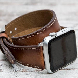Brown Leather Apple Watch Wrap, 42mm, 38mm, 46mm, 44mm for series 1-10, Free Shipping