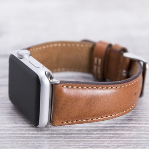 Rustikales Lederarmband für Apple Watch, 45mm, 49mm, 44mm, 41mm, 40mm für Serie 1-9, SE & Ultra, Personalisierung Bild 2