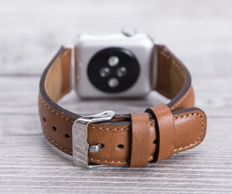 Rustikales Lederarmband für Apple Watch, 45mm, 49mm, 44mm, 41mm, 40mm für Serie 1-9, SE & Ultra, Personalisierung Bild 4