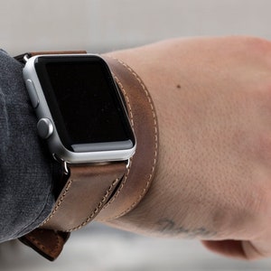 Antic Brown Leather Apple Watch Wrap for Series 1-10 - SE & Ultra-Ultra 2