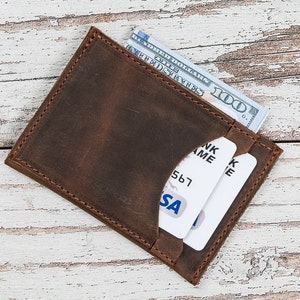 Brown Minimalist Wallet Mens Leather Wallet FREE SHIPPING - Etsy