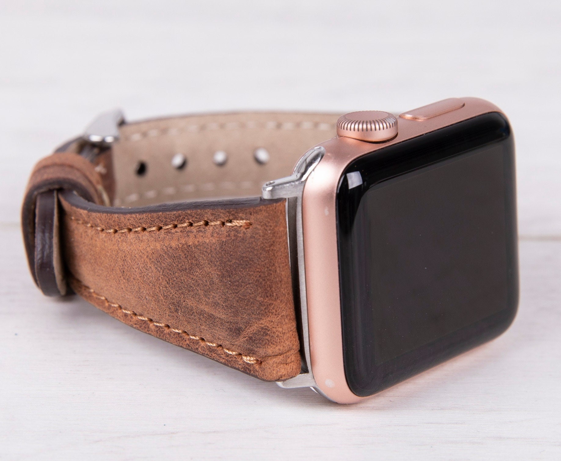 Bracelet Apple Watch en cuir Antic Brown SLIM, 42mm, 41mm, 40mm, 44mm pour  les séries 1-9, bracelet Apple femme, livraison gratuite -  France