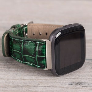 Grünes Kroko Muster Leder Fitbit Uhrenarmband, Fitbit Versa 1-4-Lite-Sense/Sense 2