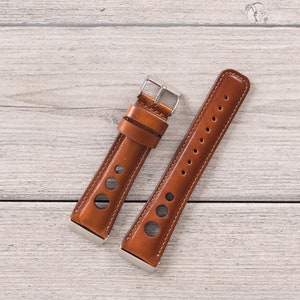 Fitbit klockarmband i brunt Holo-läder, Fitbit Versa 1-2-3-4-Lite-Sense-Sense 2 bild 6