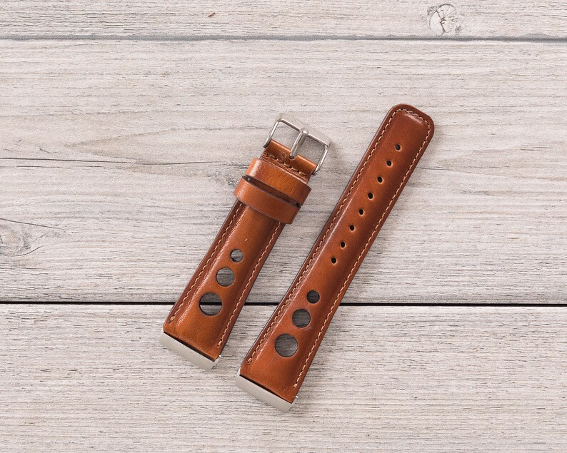 Fitbit klockarmband i brunt Holo-läder, Fitbit Versa 1-2-3-4-Lite-Sense-Sense 2 bild 6
