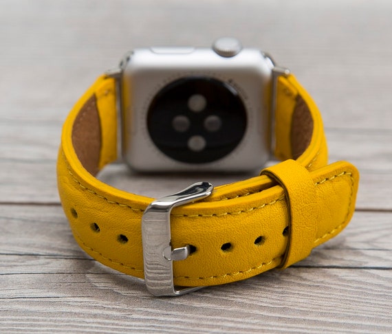 Buy Yellow Full Grain Leather Apple Watch Band for Series 1 10 SE Ultra Free Shipping Online in India Etsy