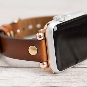 Burnished Brown Leather Apple Watch Band: Slim Full Grain Strap