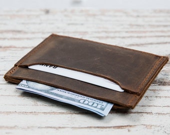 Brown Minimalist Wallet, Mens Leather Wallet, FREE SHIPPING