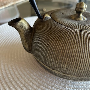 Antique signed Chinese Teapot Metal With Strainer