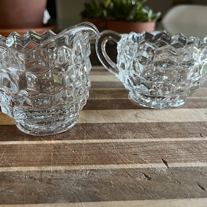 Fostoria American Sugar Creamer Set Fostoria Glassware Vintage Clear Glass Sugar and Creamer Set Vintage Coffee Bar Wedding