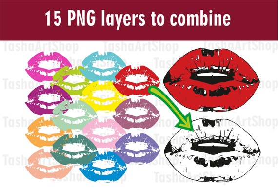 black red and green lips graphi c Lips, 15 Separate Color Transparent Png Layers for Combination, Clipart, Printable, Digital Ipamorelin — Biblioteka Peptydów